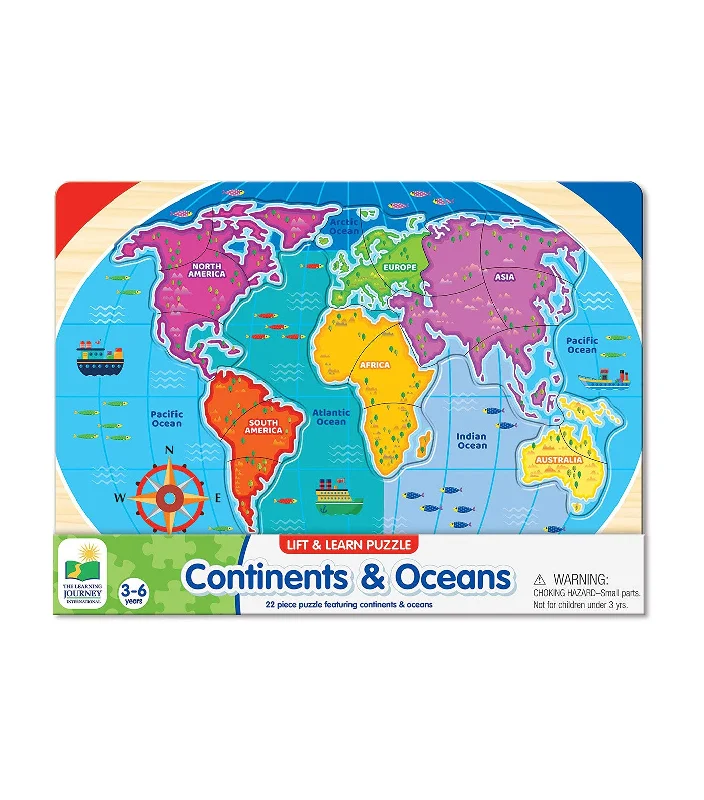 Solid Wood Educational Toys with a Math - Problem - Solving ChallengeLift & Learn Puzzles: Continents & Oceans Puzzle Solid Wood Educational Toys with a Math - Problem - Solving ChallengeLift & Learn Puzzles: Continents & Oceans Puzzle