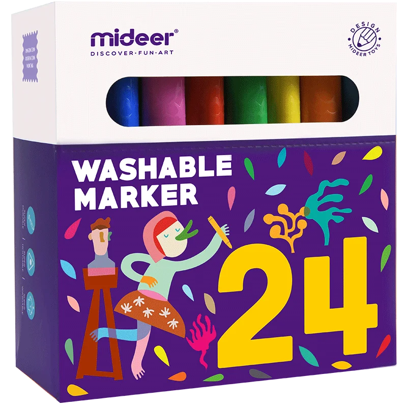 Hand - Sanded Wooden Educational Toys for Safe Exploration by PreschoolersWashable Marker 24 Colors Age3+