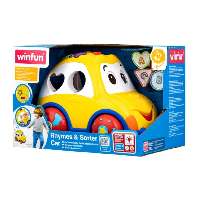 Sustainable Solid Wood Educational Toys with a Language - Learning Activity BookWinfun Rhymes and Sorter Car