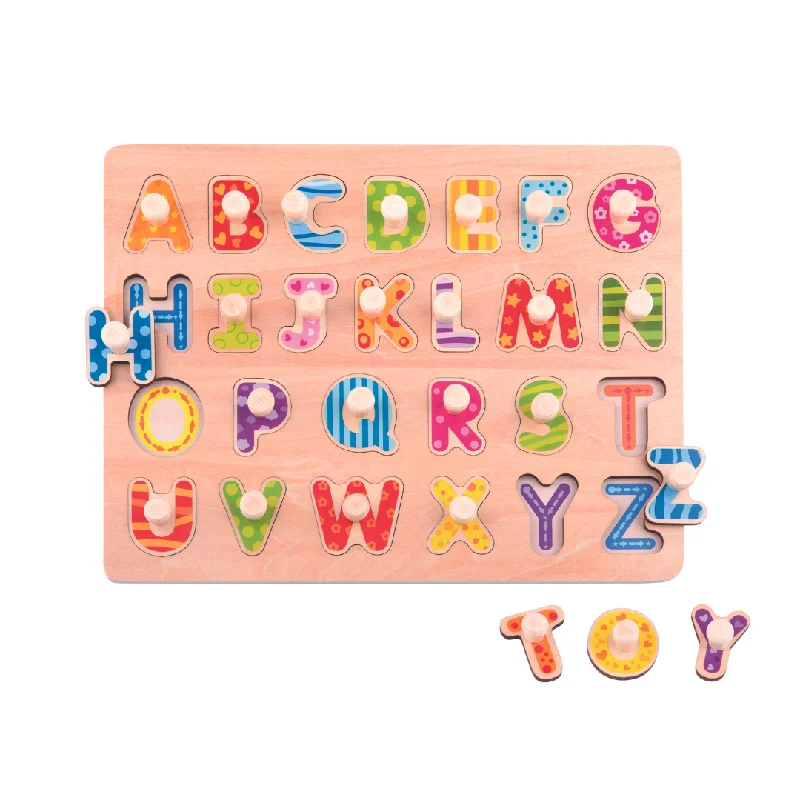 Solid Wood Educational Toys with a Math - Problem - Solving ChallengeWooden Alphabet Peg Puzzle