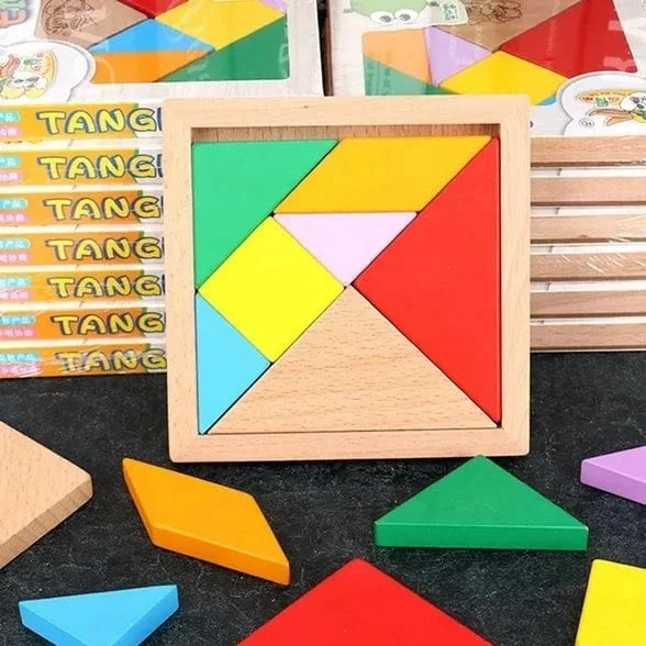 Natural Wood Educational Toys with a Construction and Engineering Play SetWooden Tangram Shape Puzzle Natural Wood Educational Toys with a Construction and Engineering Play SetWooden Tangram Shape Puzzle