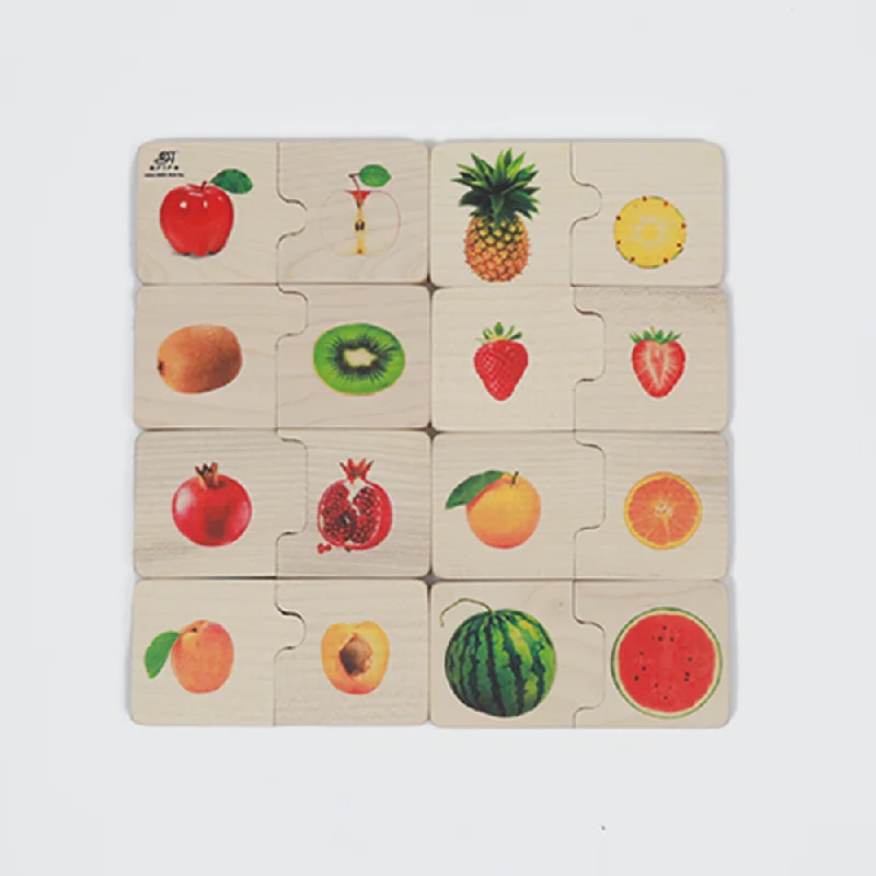 Puzzle - Mat Included Wooden Puzzles with a Botanical Garden Theme for Comfortable AssemblyChunky puzzle- Fruits (16 Chunks)