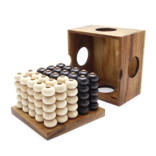 Connect Five 3D Game Natural Wooden Box
