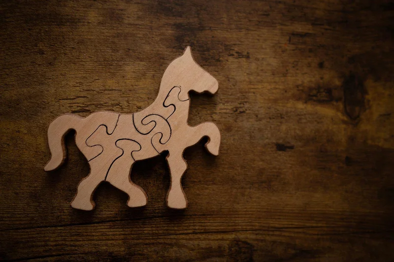 Puzzle - Swapable Wooden Puzzles with a Circus Theme for Community ExchangesDouble Sided Horse Puzzle