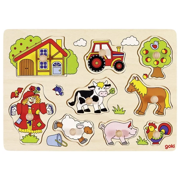 Puzzle - and - Storage Wooden Puzzles with a Farmyard Theme for Kids' RoomsLift-out puzzle - Farm VI