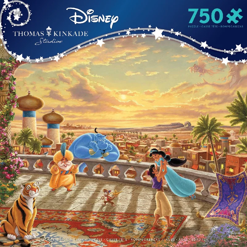 Small - Scale 50 - Piece Wooden Puzzles of Cartoon Characters for Toddlers' Early LearningThomas Kinkade Disney Dreams <br>750 Piece Puzzle <br> Aladdin & Jasmine Dancing in the Desert Sunset