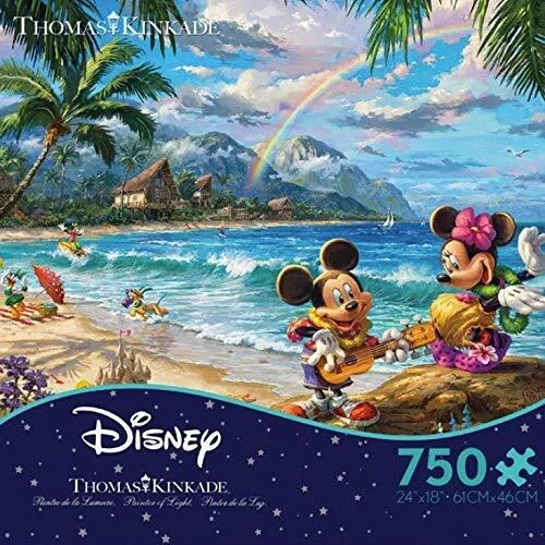 Waterproof Wooden Puzzles with Underwater Scene Designs for Poolside or Beach PlayThomas Kinkade Disney Dreams <br> 750 Piece Puzzle <br> Mickey & Minnie in Hawaii